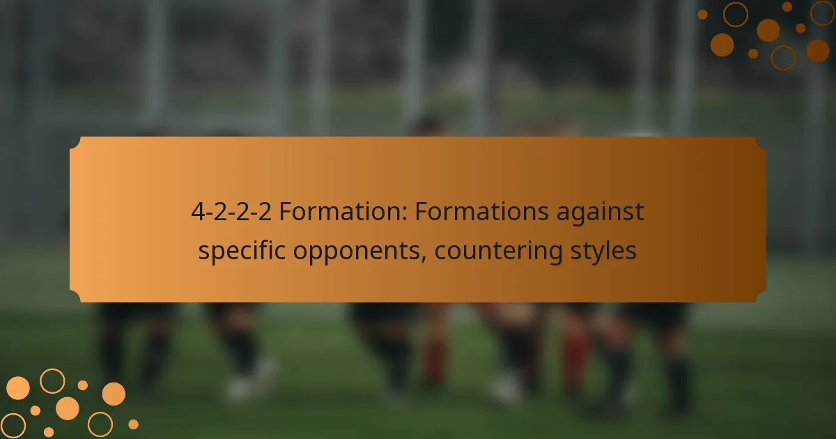 4-2-2-2 Formation: Formations against specific opponents, countering styles