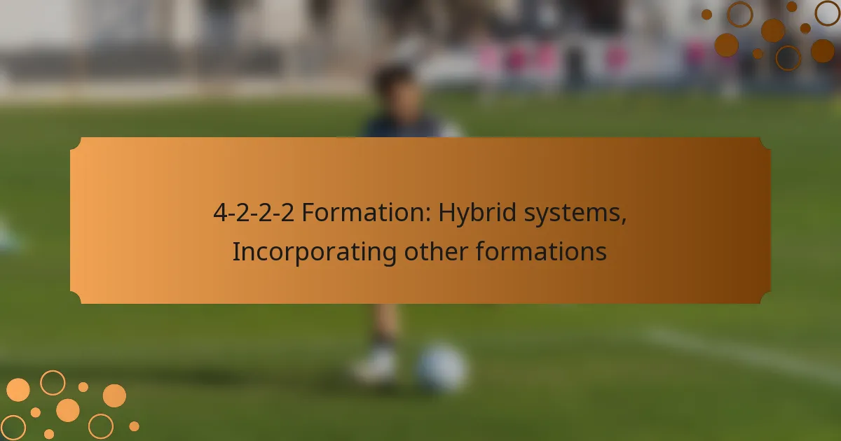 4-2-2-2 Formation: Hybrid systems, Incorporating other formations