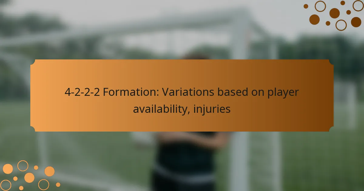4-2-2-2 Formation: Variations based on player availability, injuries